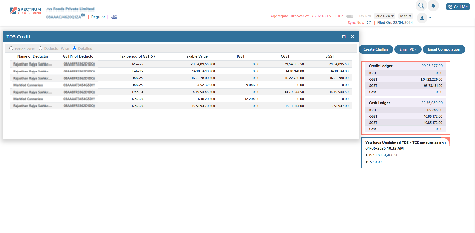Unclaimed TDS TCS Amount