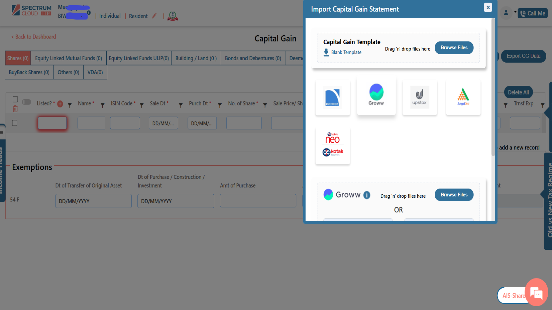 Direct import broker data in Capital Gain
