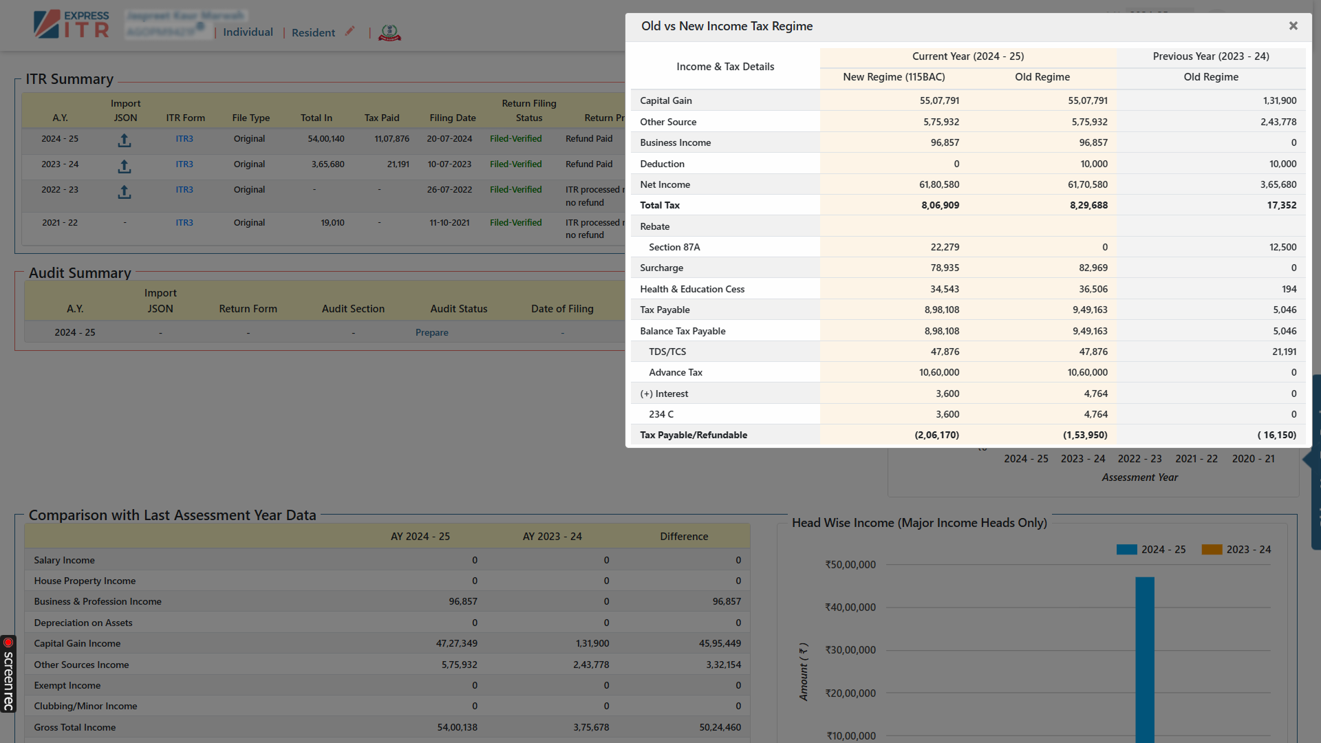 Old Vs New Regime Calculation