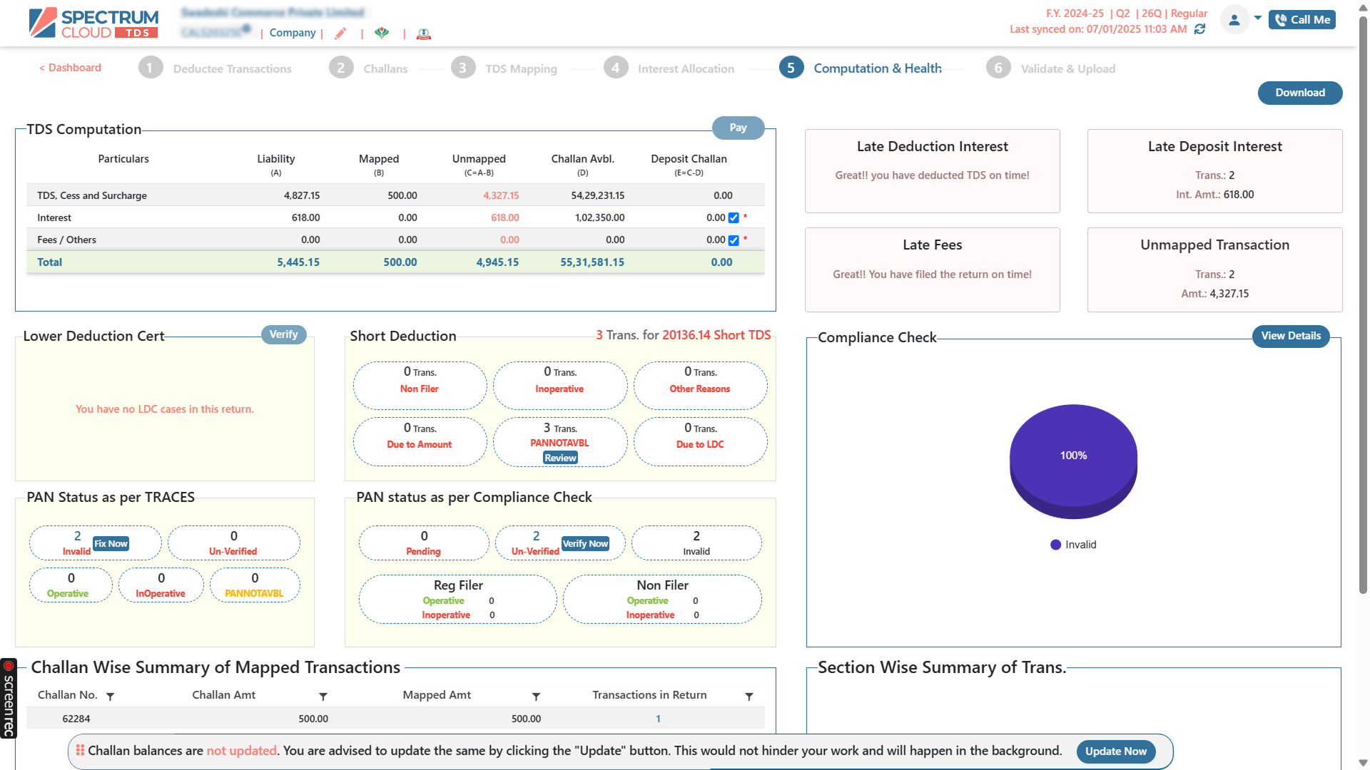 Detect Short Deductions