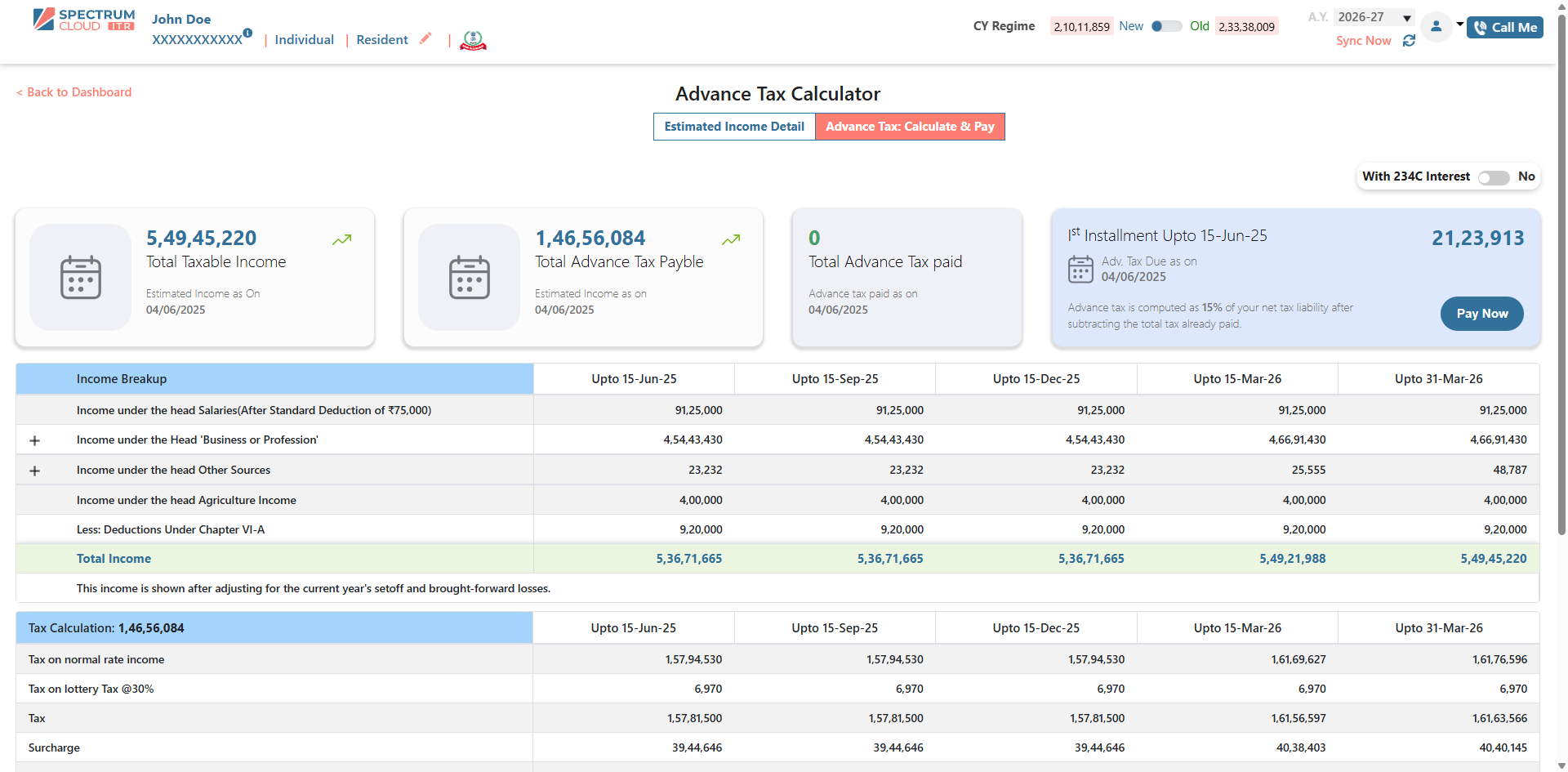 Advance Tax Calculator